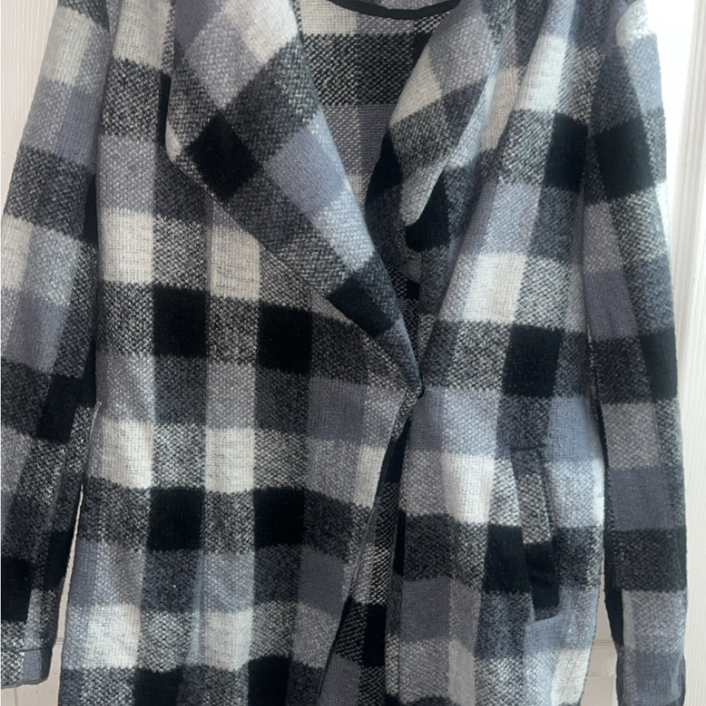 a new day Black and Gray Plaid Coat